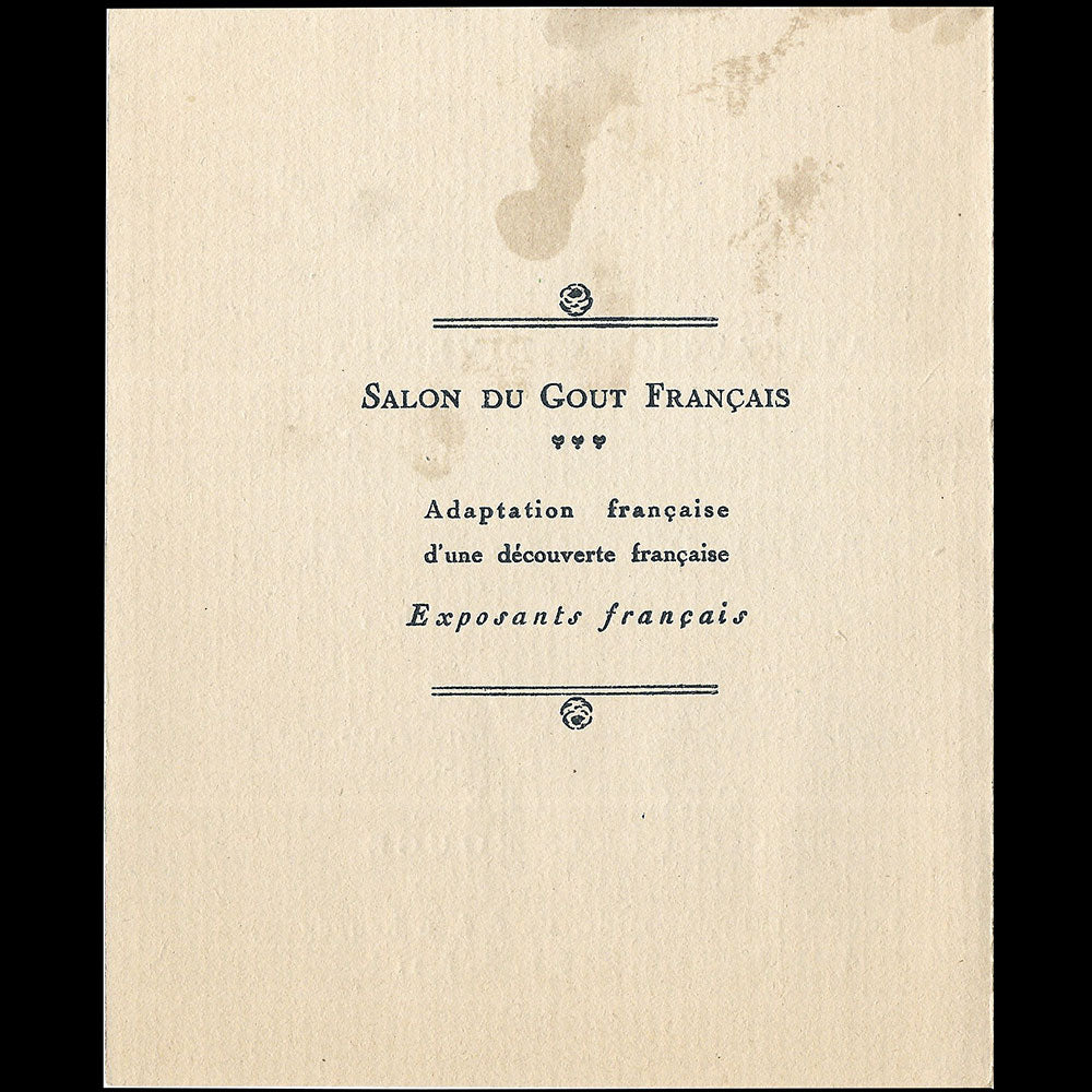 Salon du Goût Français - Invitation à la première édition au Palais des Glaces (1921)