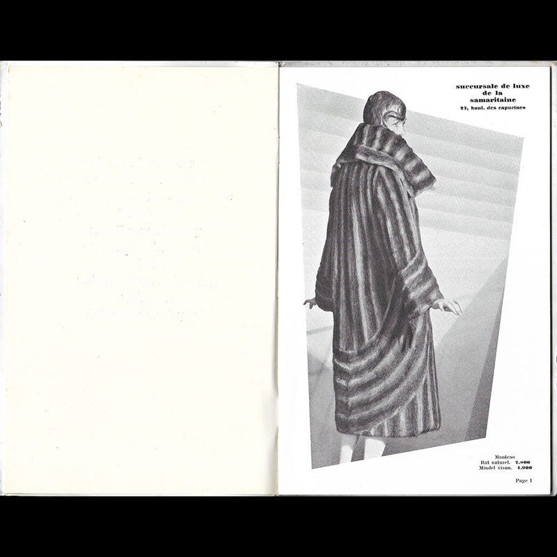 Succursale de luxe de la Samaritaine - Catalogue de fourrures, couverture de (circa 1925-1930)