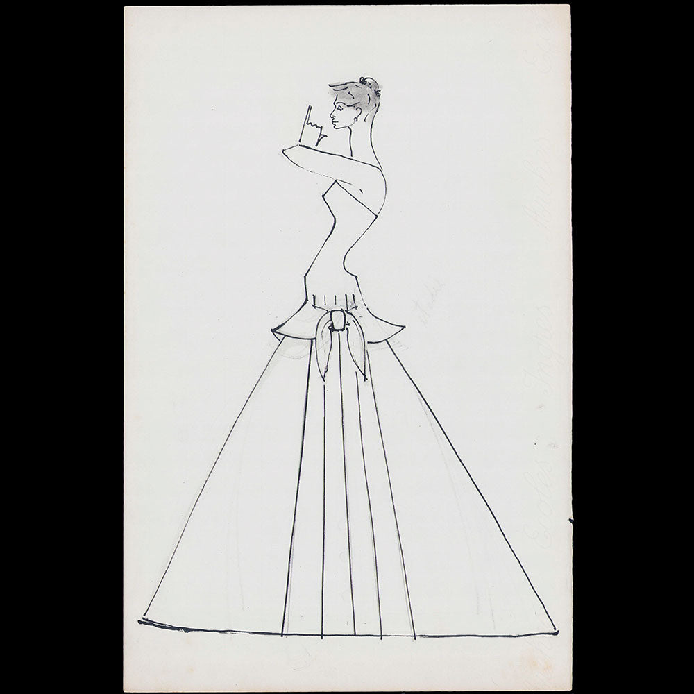 Serge Matta - Dessin de robe du soir pour Schiaparelli (1950-1954)