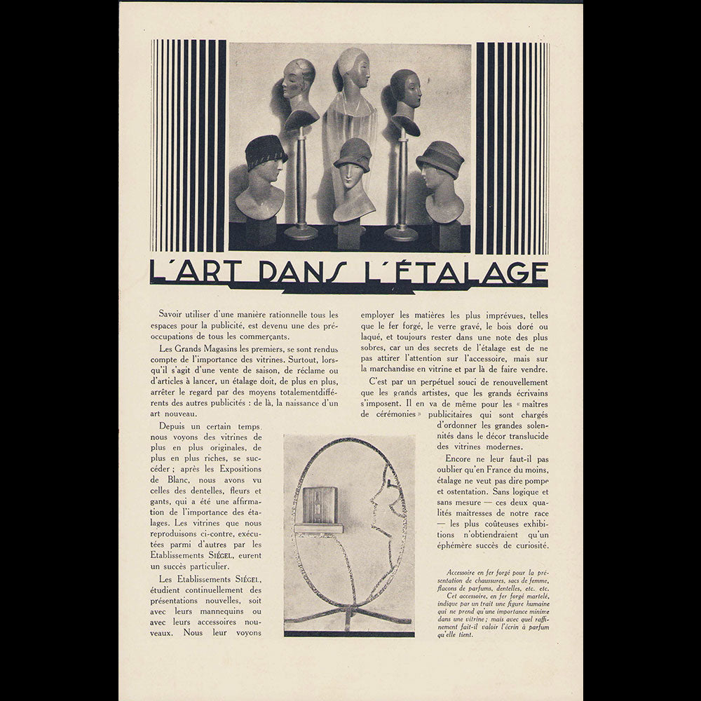 Siégel - Votre Publicité, L'Art dans l'étalage (circa 1927)
