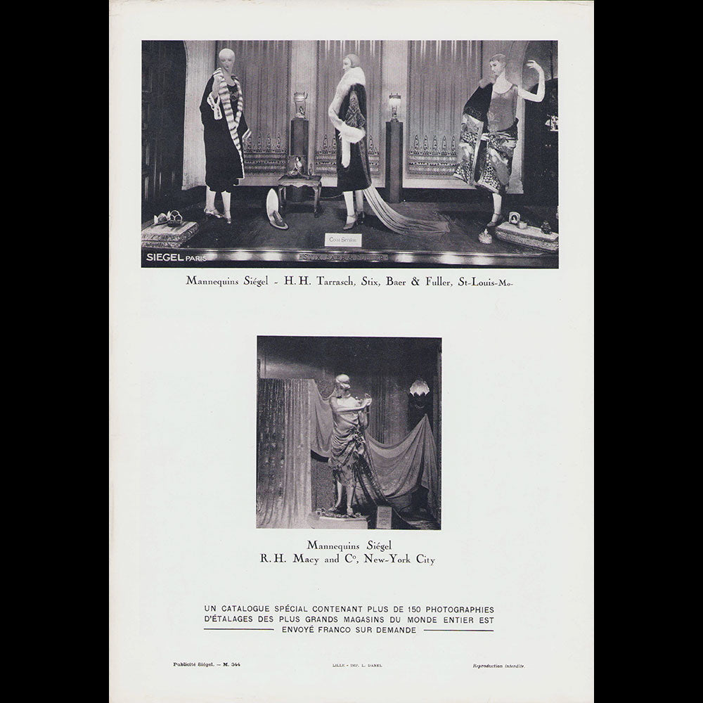 Siégel - Document publicitaire de la maison de mannequins (1926)