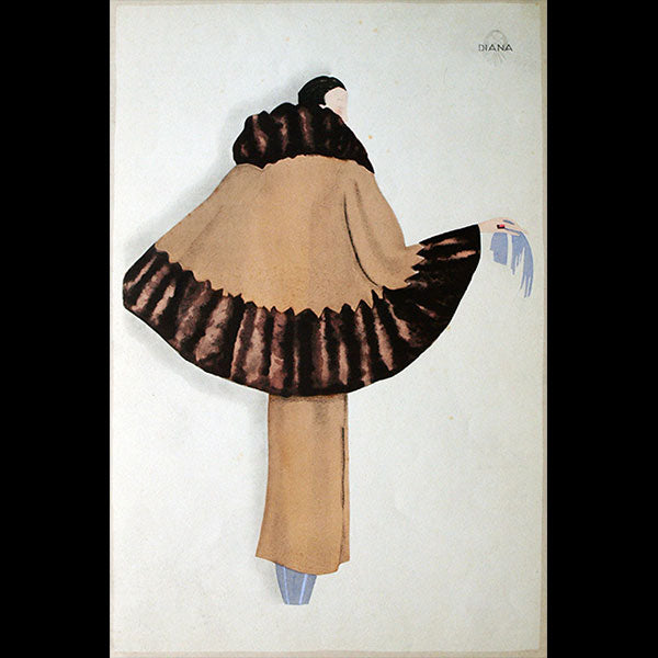 Fourrures Simon Frères - Diana, manteau en agneau rasé garni de taupe (1929)