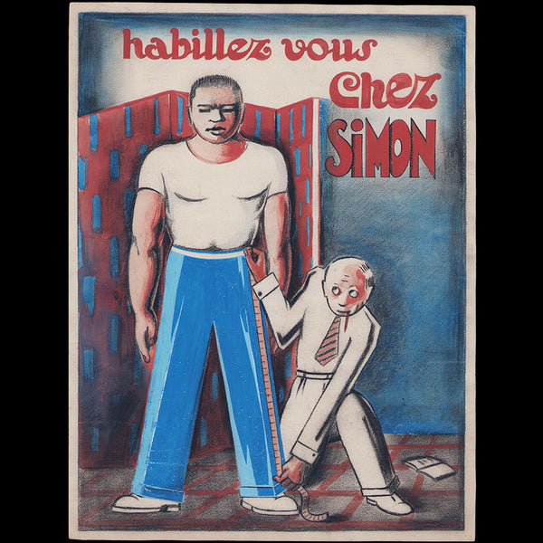 Habillez vous chez Simon - Projet de publicité, dessin (circa 1935-1940s)