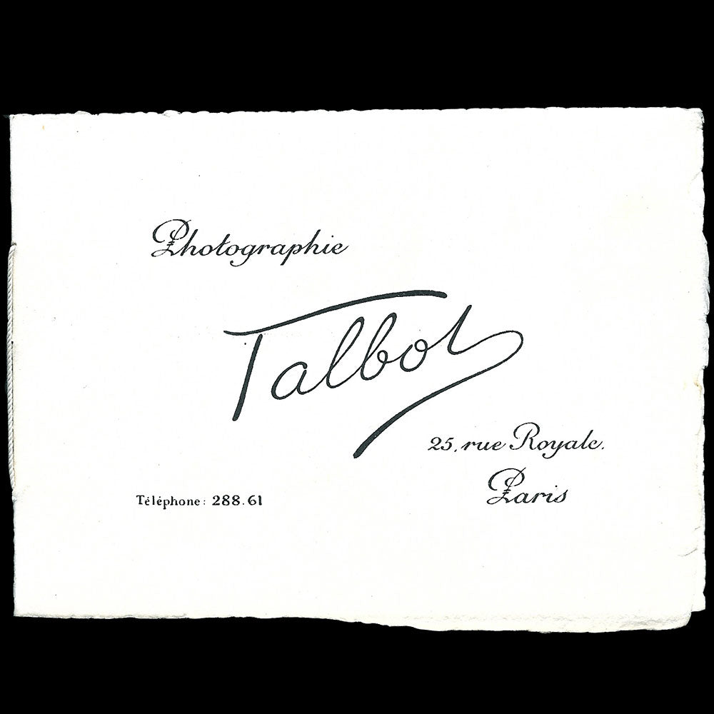 Studio Talbot - Tarifs du studio photographique, 25 rue Royale à Paris (circa 1910)