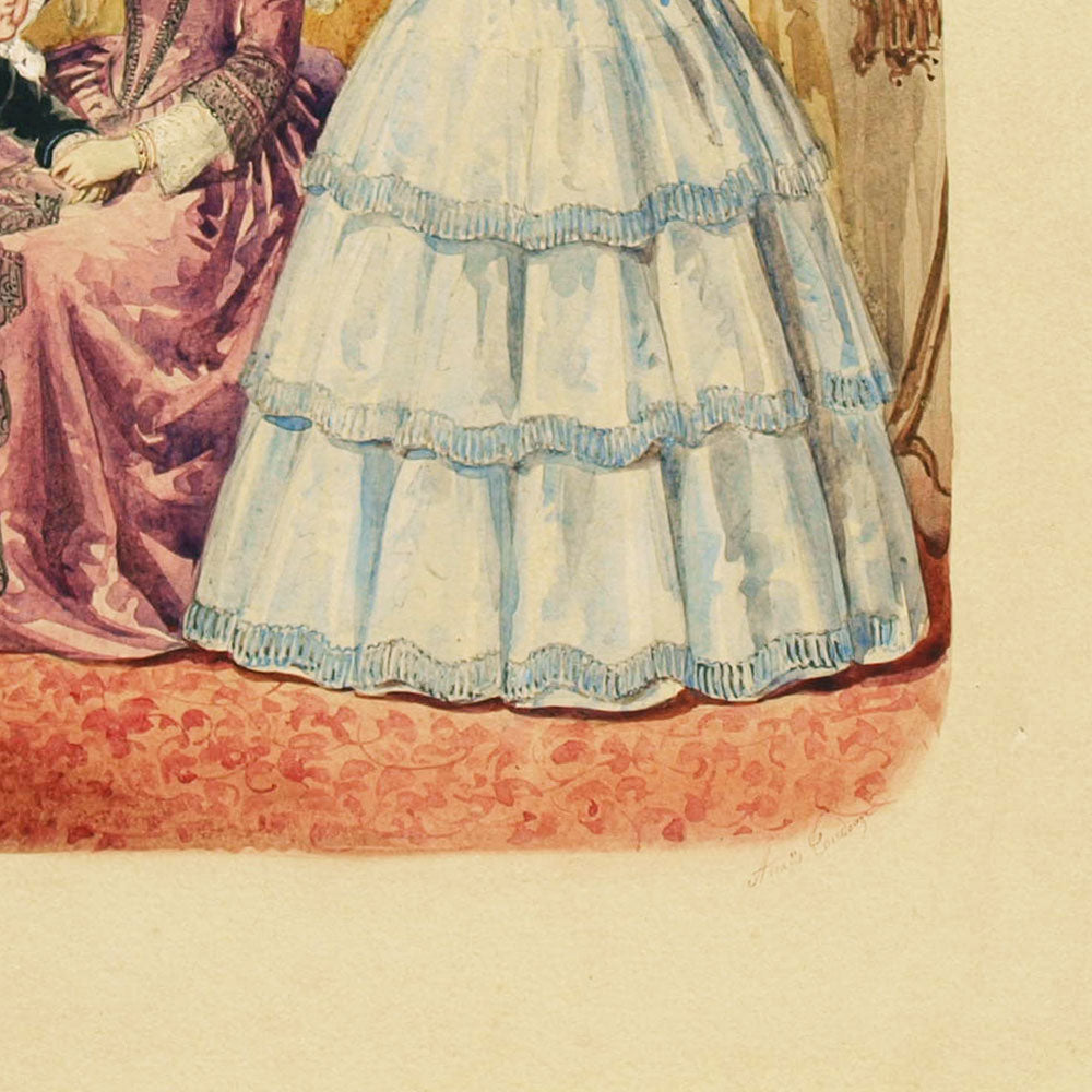Anaïs Toudouze - Dessin pour une revue de mode (circa 1860s)