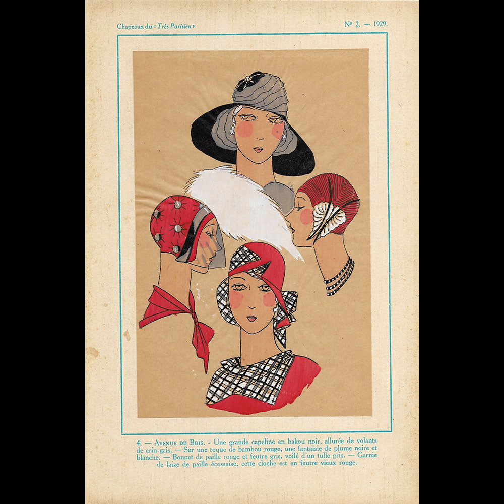 Les Chapeaux du Très Parisien, Réunion de 11 planches du n°2, été 1929
