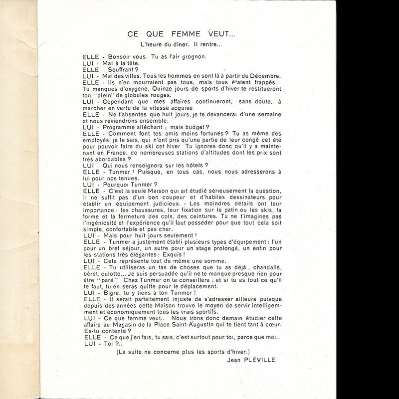Tunmer- Oxygene, catalogue de la maison de vêtements de sport, couverture de Lecram - Vigneau (1930)