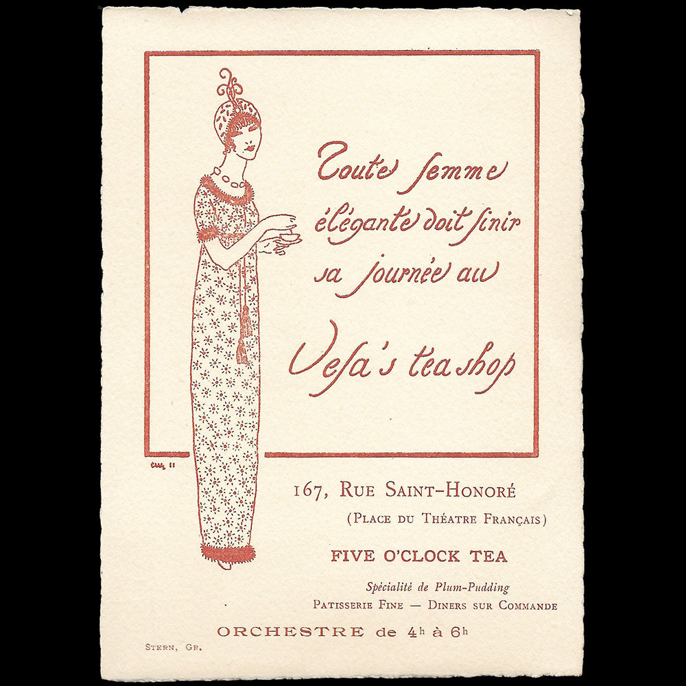 Vefa's tea shop - Carte publicitaire, 167 rue Saint-Honoré à Paris (1911)
