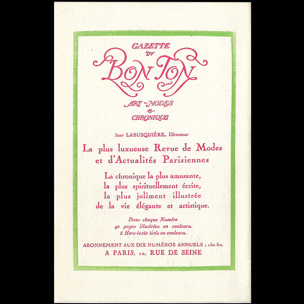 Vionnet - Programme du Grand Bal du Samedi 13 décembre 1924, illustration de Gesmar