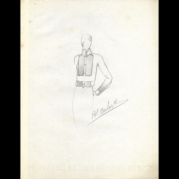 Vionnet - Dessin d'une blouse par Blanche Aubert (circa 1936-1937)