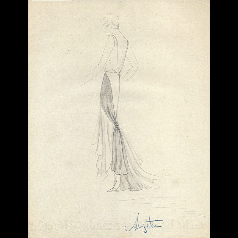 Vionnet - Dessin d'une robe par Suzette (circa 1930)