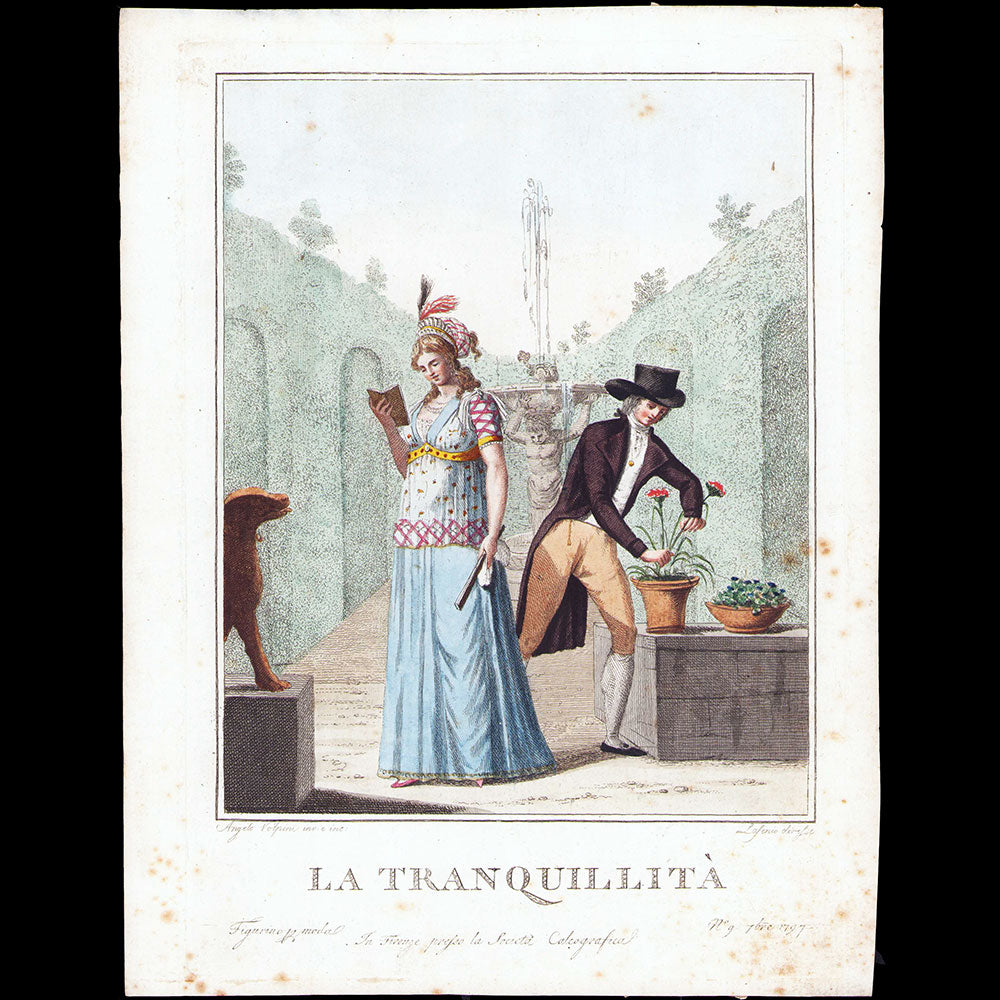 La Tranquillita, Figurino di moda n°9, gravure de mode italienne d'Angelo Volpini (1797)