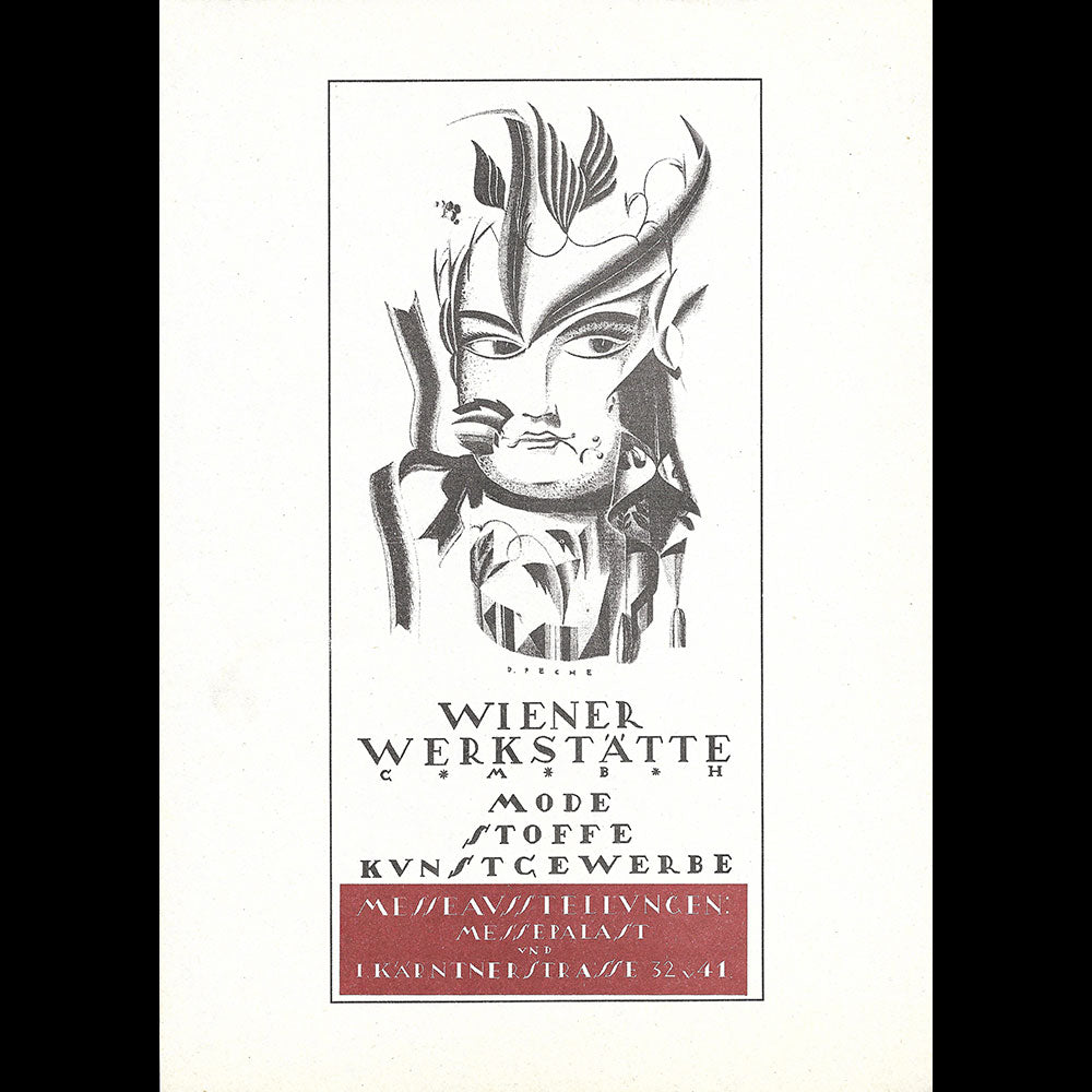 Wiener Werkstätte - Mode, Stoffe, Kunstgewerbe, affiche pour l'exposition du WW par Dagobert Peche (1921)