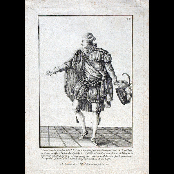 Gallerie des Modes et Costumes Français, gravure n° S 107, Costume pour les bals de la Cour (1779), copie allemande