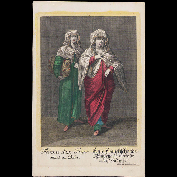 Jean-Baptiste Van Mour - Femme de Franc allant au bain, copie allemande de Jeremias Wolff (circa 1715)