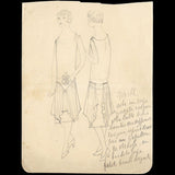 Worth - Ensemble de dix dessins de robes et manteaux (1920s)