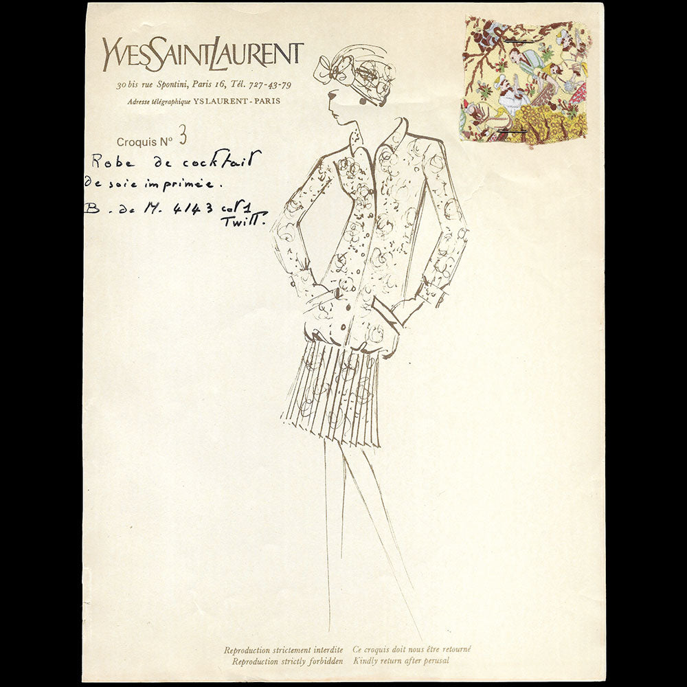 Yves Saint-Laurent - Ensemble de 145 croquis de la collection Printemps-Eté 1965