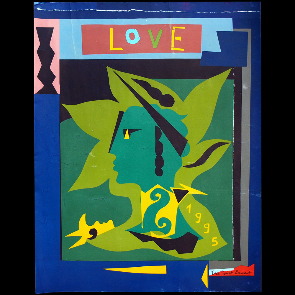 Yves Saint-Laurent - Love, affiche de voeux pour l'année 1995, exemplaire de Catherine Deneuve