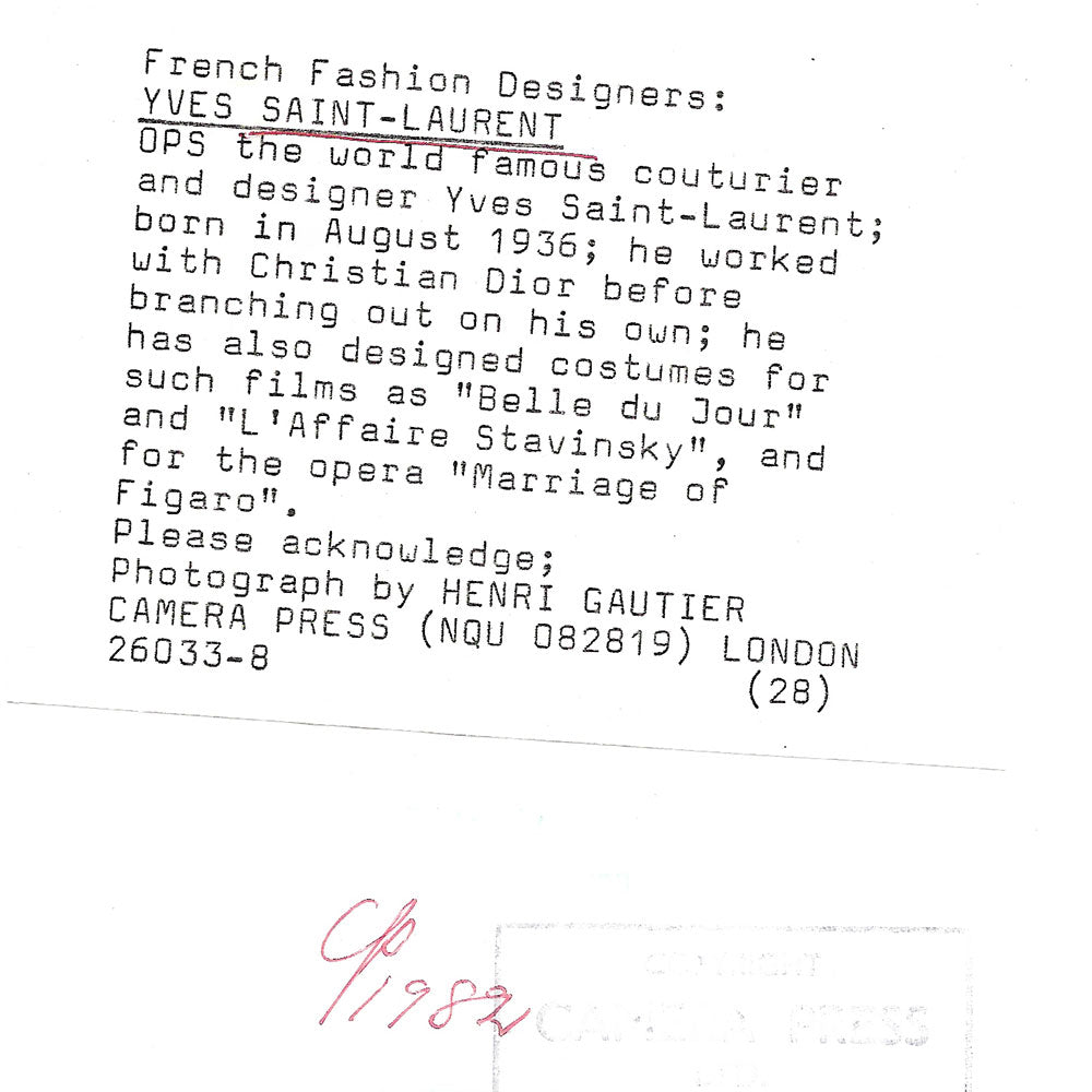 Yves Saint-Laurent - Portrait du couturier par Henri Gautier (1982)