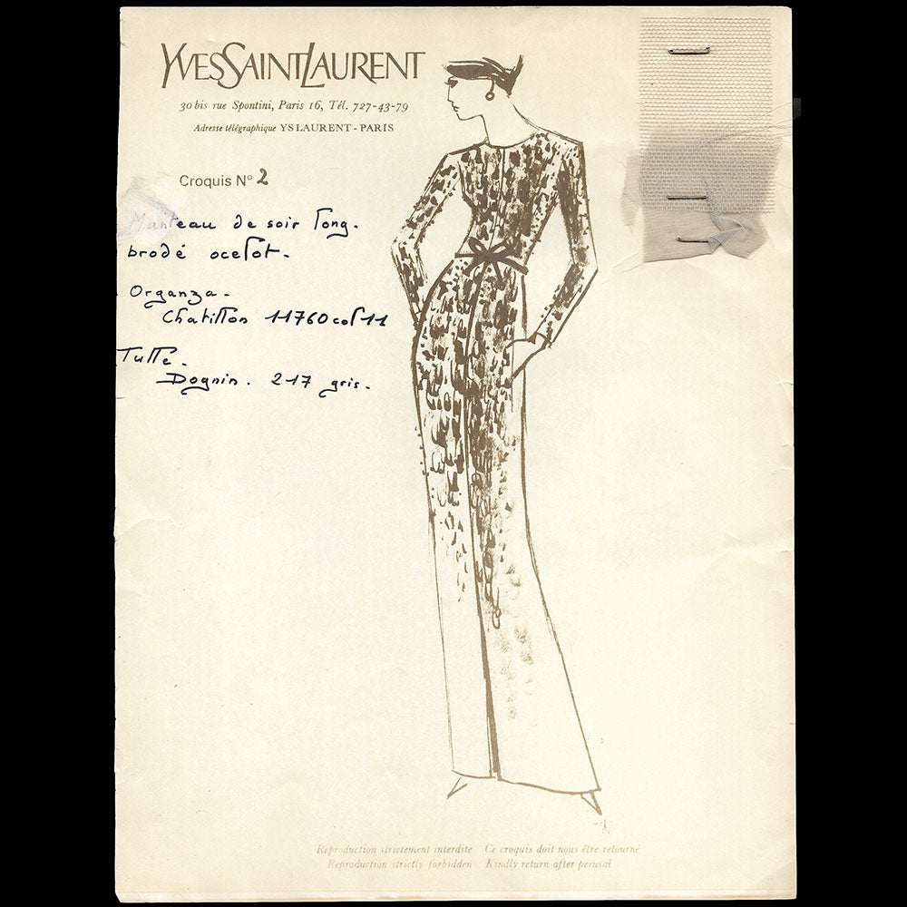 Yves Saint-Laurent - Ensemble de 145 croquis de la collection Printemps-Eté 1965