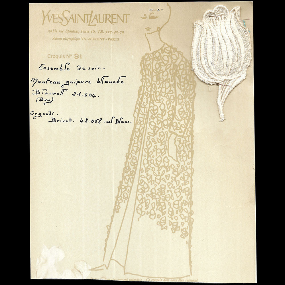 Yves Saint-Laurent - Ensemble de 145 croquis de la collection Printemps-Eté 1965